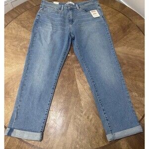 NEW Signature Levi Strauss Size 16 Mid-Rise Stretch Boyfriend Jeans Light Blue
